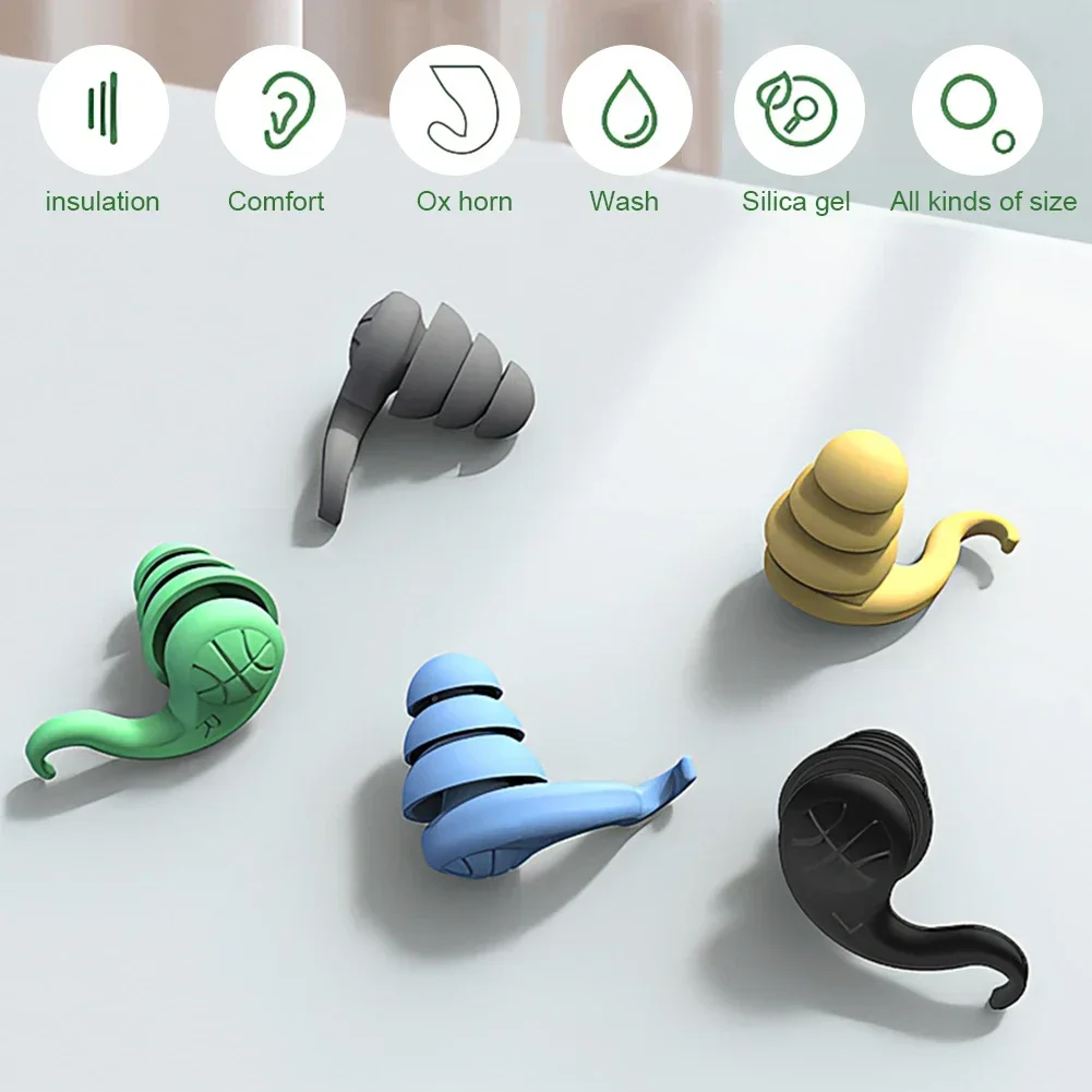 1 Pair Silicone Noise Cancelling Earplugs Noise Filter Sleep Swimming Waterproof Three Layer Mute Earplugs sleep ear plugs