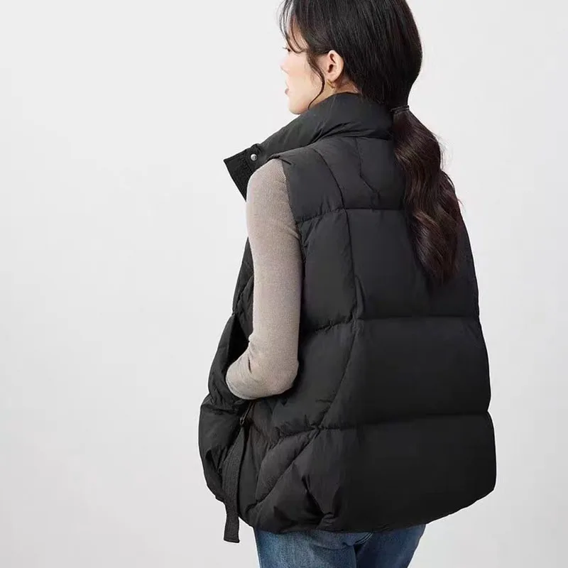 韓国ファッショナブルなダウンベスト女性のチョッキアウター 2025 秋冬新軽量ホワイトダックダウン暖かい女性ベスト H576
