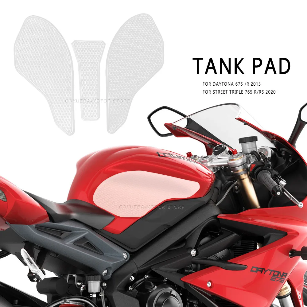 

Non-Slip Side Fuel Tank Stickers Motorcycle accessories For DAYTONA 675 /R 2013 Street Triple 765 RS Tank Pad Rubber Sticker