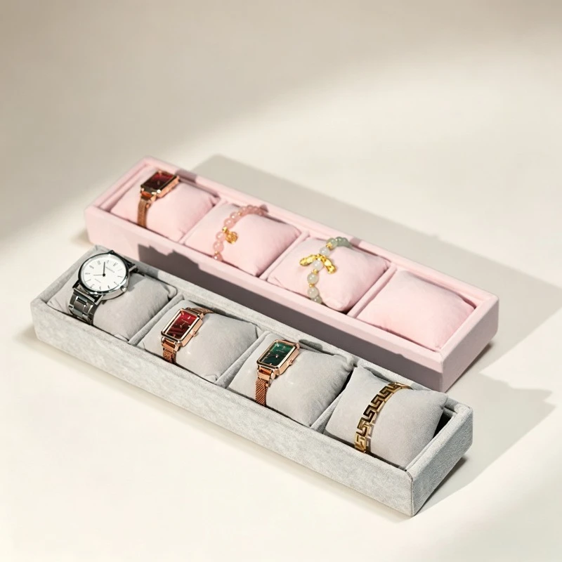 Watch Storage Box High Appearance Level Flannelette Table Display Tray Bracelet Bangle Watch Multi-grid Column
