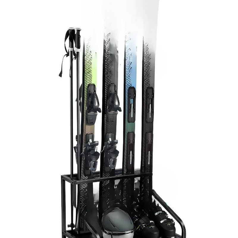 Snowboard Storage Rack for Garage - Holds 4 pairs of skis, ski boots