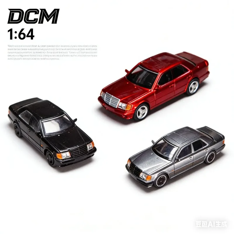 

Модель автомобиля DCM 1:64 W124 500E из литого алюминиевого сплава, подарок для мальчиков на праздник, коллекционный предмет для взрослых, украшение для дома.