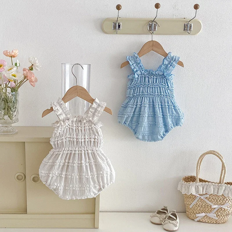 2026 New Summer Infant Baby Girls Bodysuits Sleeveless Solid Color Toddler Baby Girls Jumpsuit 0-24M Children Clothes