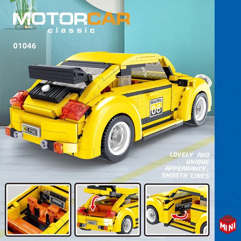 Creatieve Duitsland Das Auto Kevers Mini Blok Vintage Auto Monteren Model Bouwsteen Educatief Speelgoed Collectie Voor Kinderen Gift