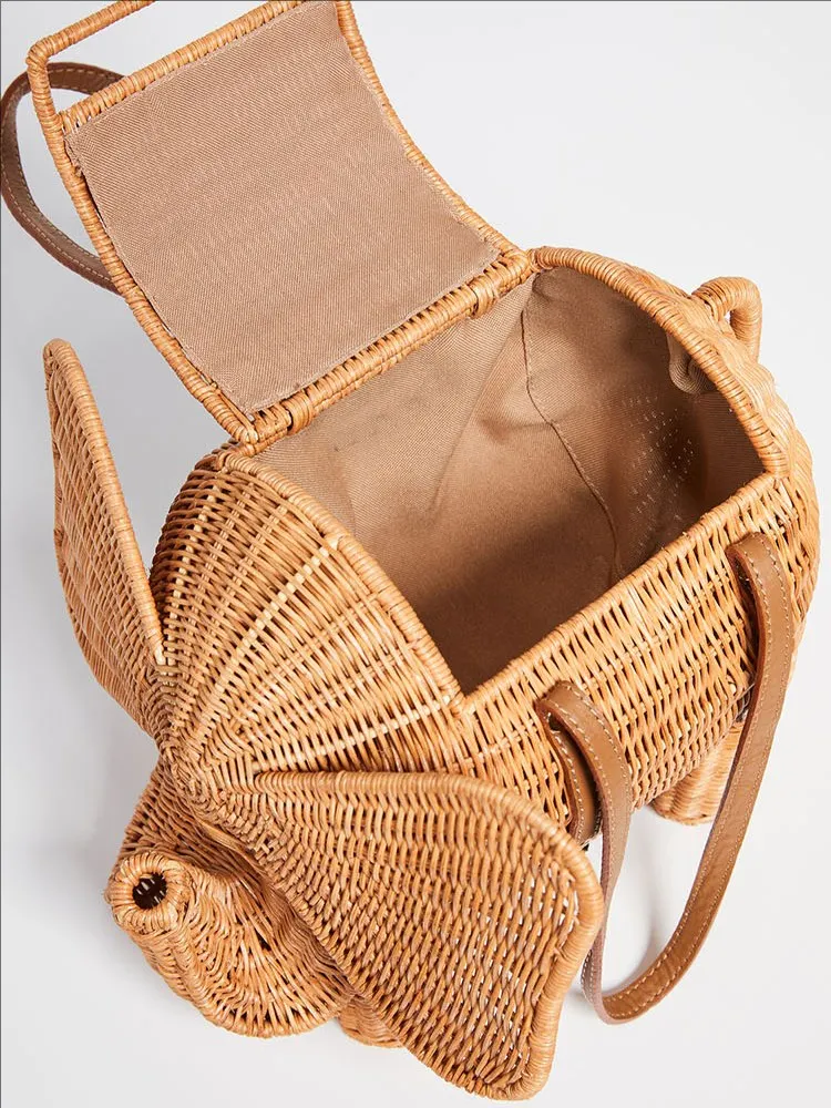 New Large Summer Capacity Women's Bags Seaside Holiday Rattan Elephant Handbag Simple Personality Hand-woven Bags Makeup Bag