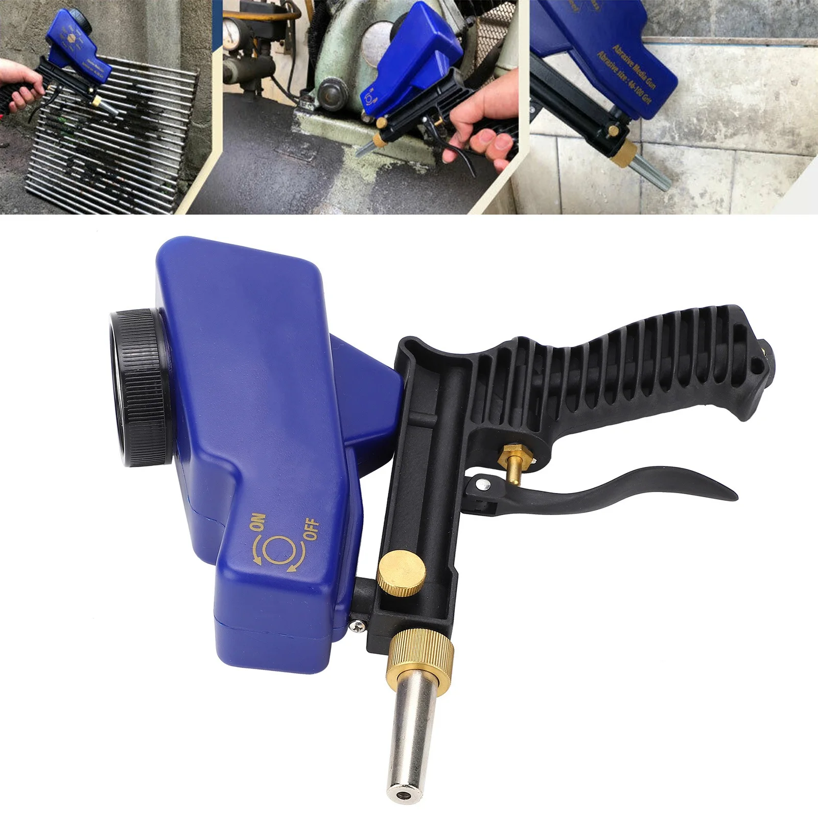 Feed Sandblasting Gun Air Sand Spray Handheld Tool 70‑150 PSI 6000RPM Air Sand Gun Pneumatic Gun