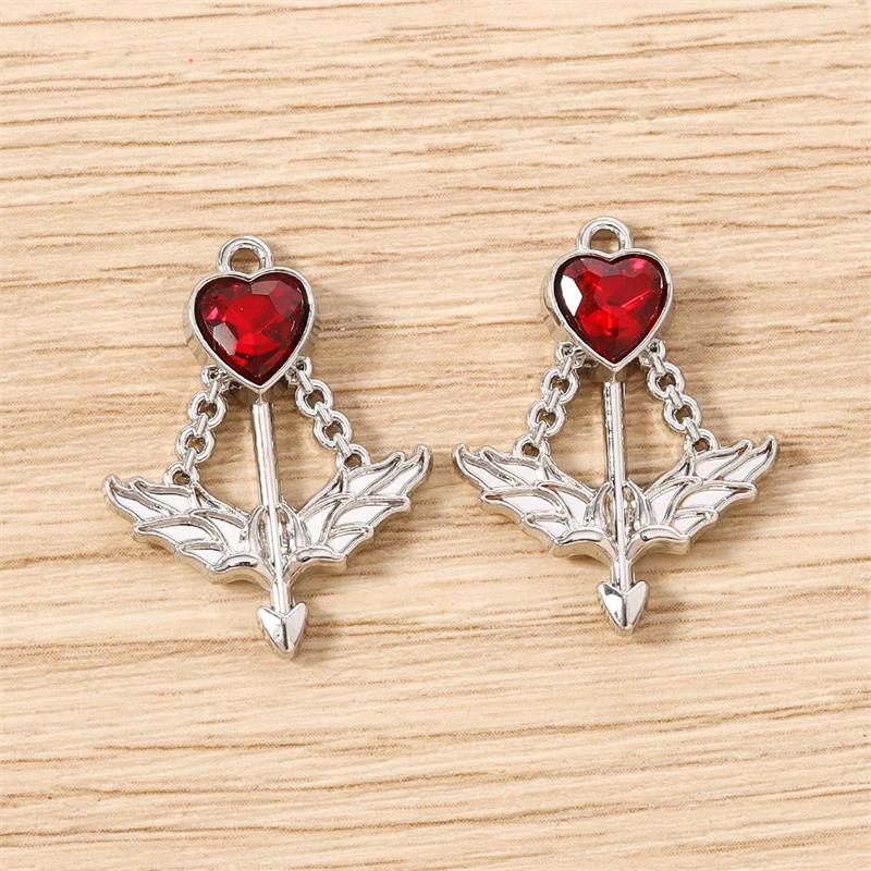 5 Stück 19x16mm Niedliche Kristall-Metall-Pfeil-Anhänger für Schmuckherstellung, Ohrhänger, Halsketten, Armbänder, DIY-Bastelbedarf – Detail 14