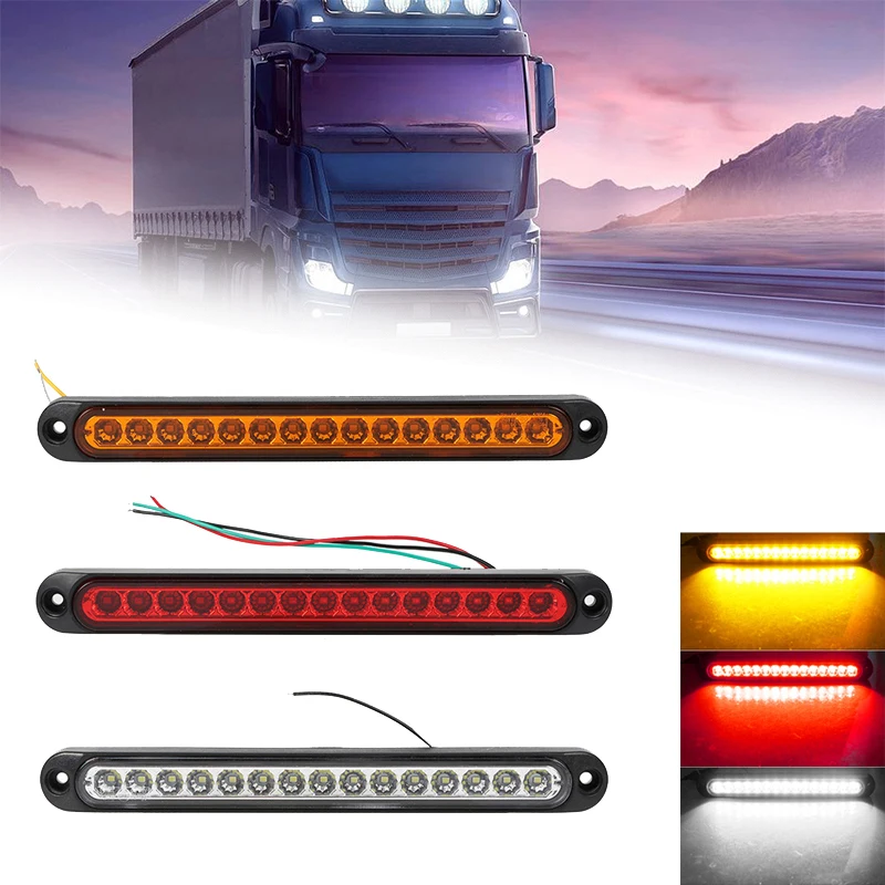 

15 LED Car Strip Light Waterproof Yellow/Red/White Auto Tail Brake Turn Signal Lamp Super Bright For Truck SUV ATVs Pickups