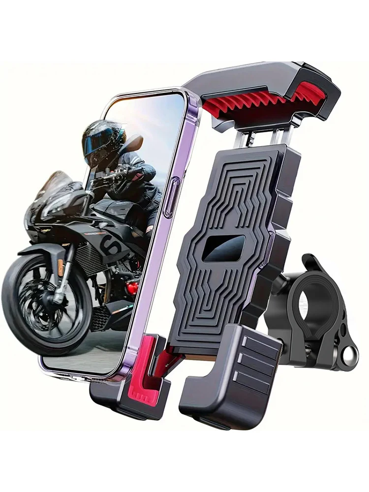 AliExpress NONE Motorcycle Phone Mount Tool-Free 30s Install - CNC Handlebar Clamp 360° for 4-7" Phones, Fit Road/City Bikes (Stable Grip)