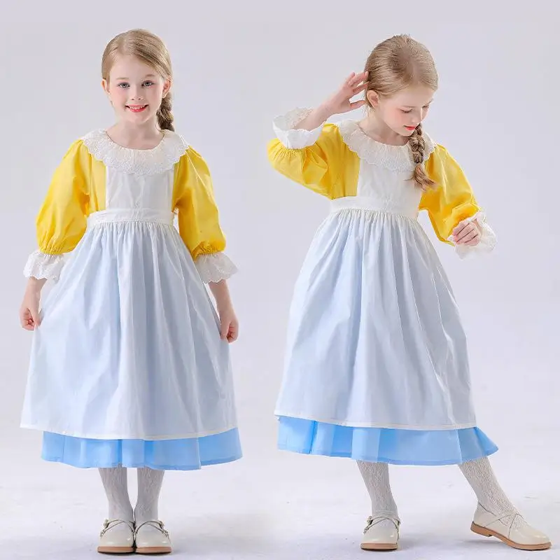 زي فتاة صغيرة على طراز ريفي لعيد الهالوين، زي طاهية الحلويات، زي فتاة صغيرة بطراز الرسم الزيتي، زي نسائي عرقي بطابع قروسطي قديم #2