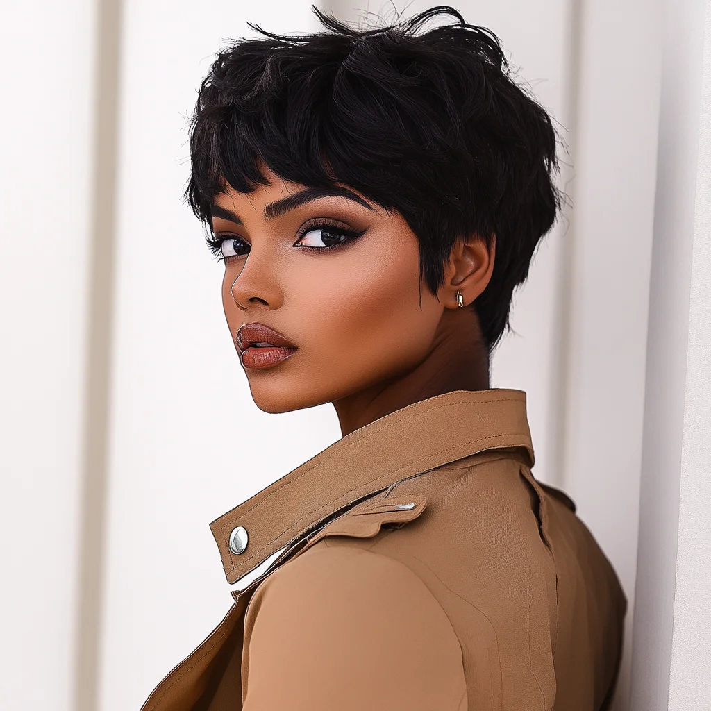 Short Pixie Cut Wig With Bangs Glueless Brazilian Remy Hair Wigs For Women Pelucas De Cabello 100 Humano Perruque Naturel Femme