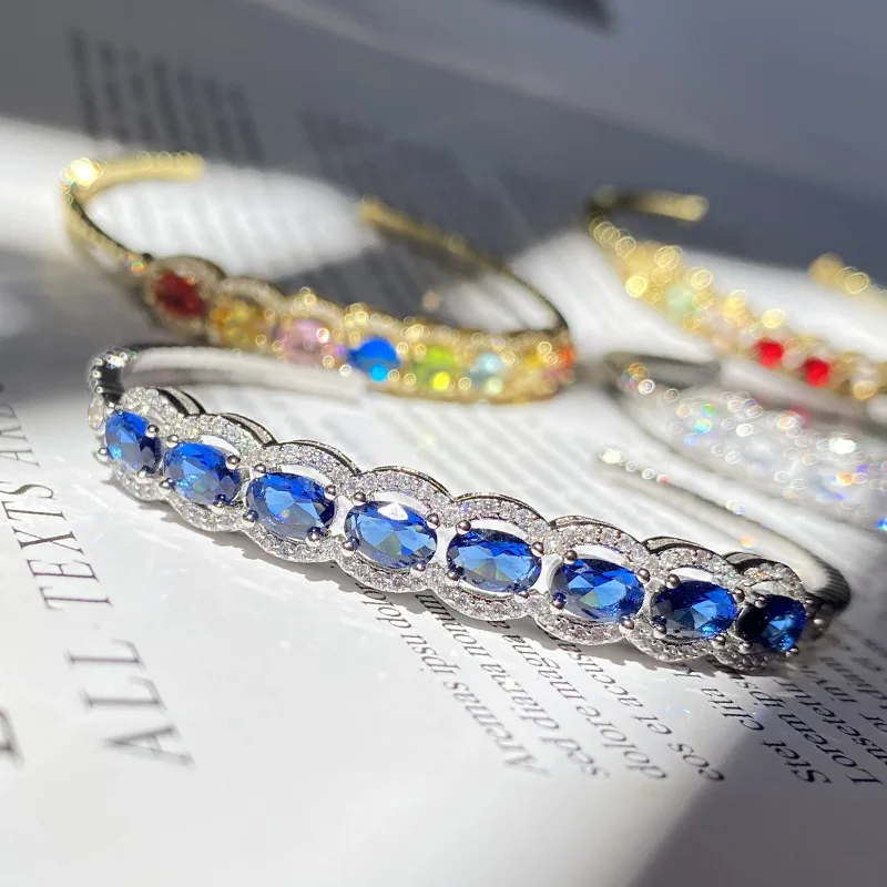 

MDLFES Moissan Diamond Style French rainbow with zirconia bracelet women Superior sense of light luxury fashion