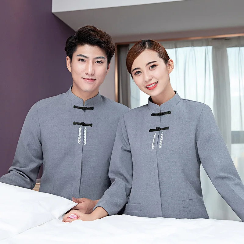 زي موظفي التنظيف بأكمام طويلة للخريف والشتاء، أرضية الممتلكة في الفندق، غرفة الضيوف، تنظيف العمة، المرأة #4