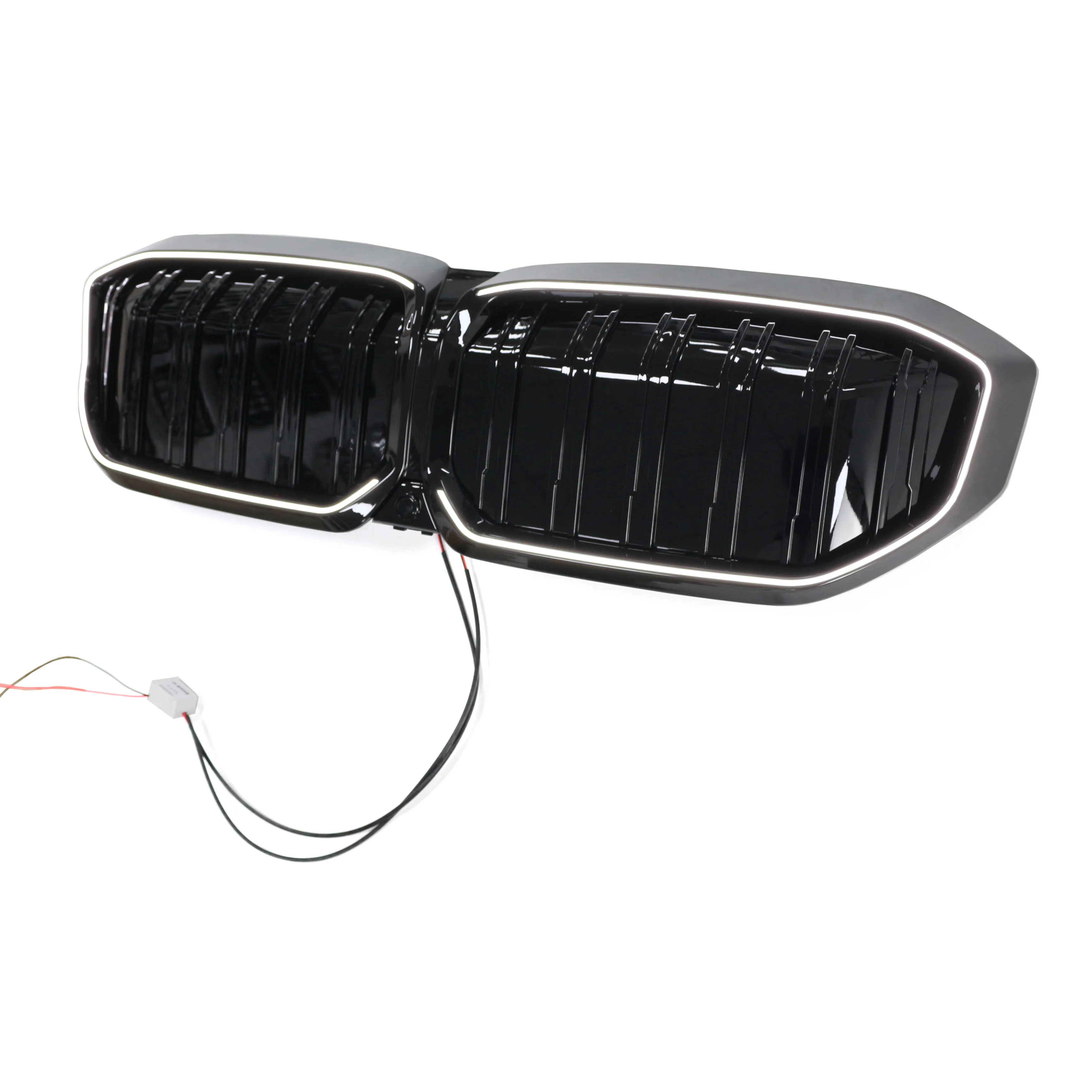 

Body Kit Radiator Grid Grille ABS Gloss Black Double Slats Front Bumper Kidney Grille Mesh Grill For Bmw I3 2022 2023