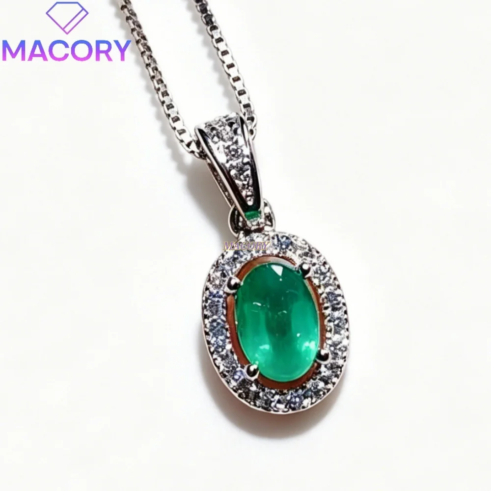 S925 sterling silver natural emerald pendant necklace minimalist highlights for daily work and commuting wear multiple options