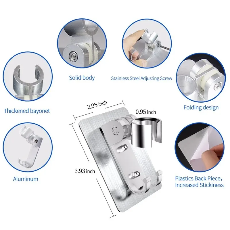 Soporte con ventosas para baños y soportes autoadhesivos para barra de ducha, soporte ajustable para cabezal de ducha, accesorios.