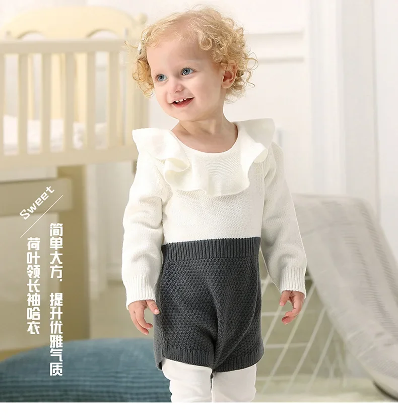 

Baby Girls Knitted Romper Ruffle Long Sleeve Sweater Knit Jumpsuit Newborn Girl Clothes Fall Winter Outfit