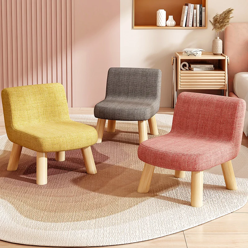 

Household backrest small chair, living room sofa stool, solid wood bench, doorstep shoe stool, low stool