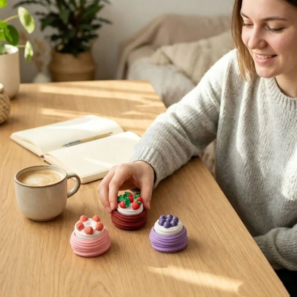 3D Printed Clicker Key chain Push Button Cute Funny Cake Clicker Fidget Cartoon Simulated Keyboard Fidget Backpack