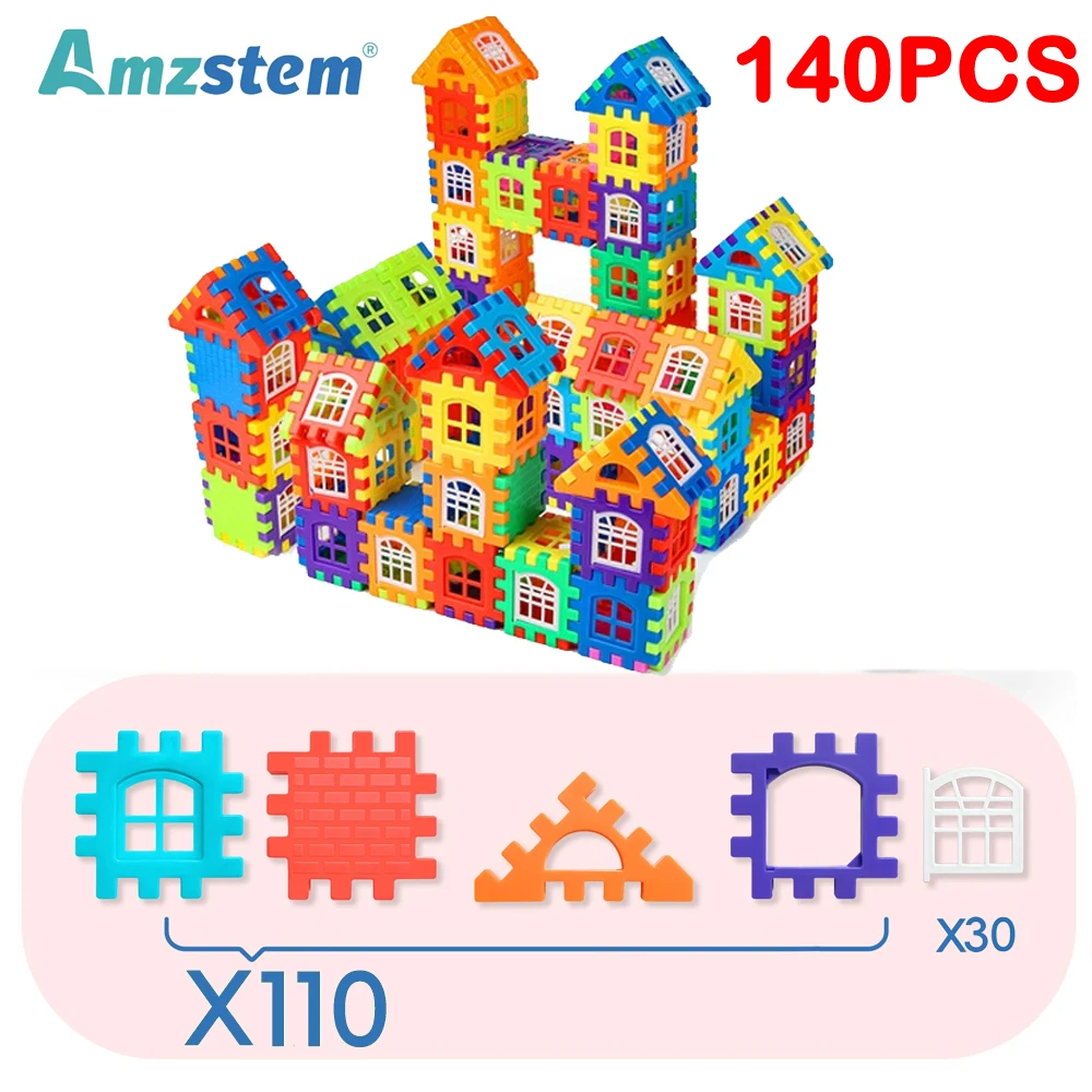 140-25PCS Grootschalige Huis Bouwstenen Simulatie Venster Ontwerp Bouwset Kleuterschool Speelgoed Voor Jongens En Meisjes Gift
