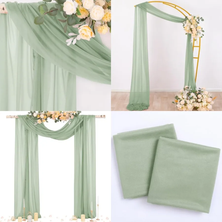 

Sheer Wedding Arch Draping Fabric 29 x 20Feet 1 Panel Outdoor Curtain Drapes Extra Long for Bridal Baby Shower Ceremony Birthda