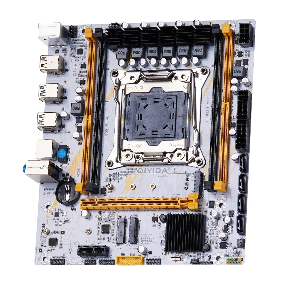 QIYIDA X99 Motherboard Set Kit With LGA2011-3 Xeon E5 2660 V3 CPU 16GB(2*8G)3200MHZ DDR4 Desktop memory M-ATX M.2 TMP2.0-14PIN