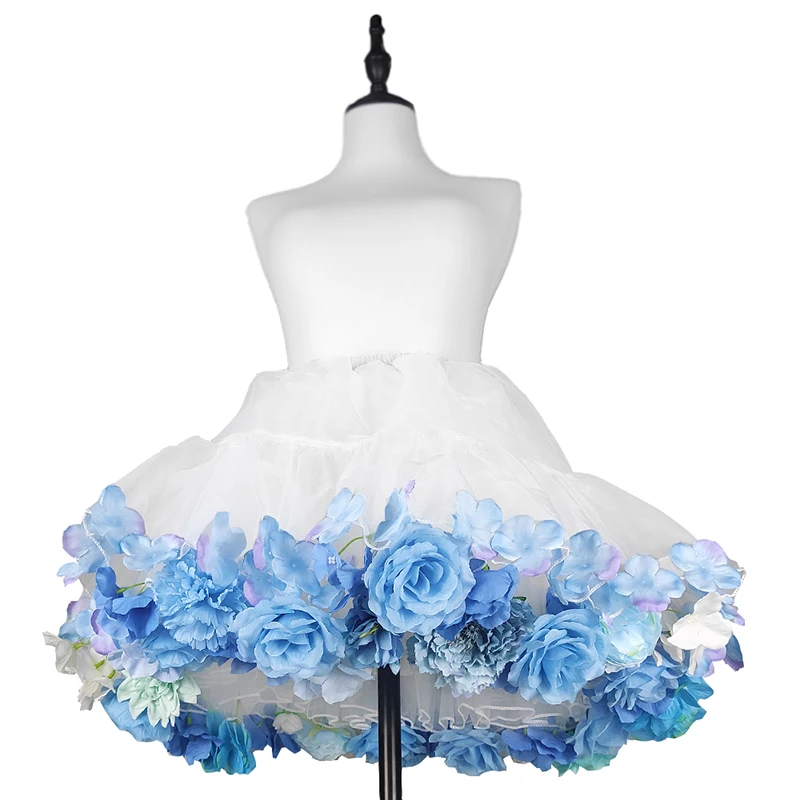 Handmade Colorful Flowers Petticoat Lolita Skirt Support Harvest Kawaii Short Dress Halloween Accessories Cute Girl Korea Japan