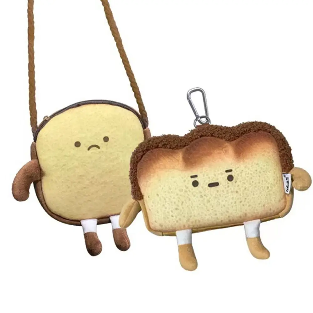 Hot Cartoon Toast Purse Bread Coin Bag Cute Casual Tote Creative Pencil Case School Stationery Personality Wallet Kawaii Gift