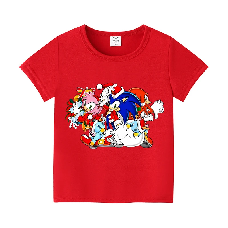 سونيس الأطفال تي شيرت فضفاض مريح امتصاص العرق تنفس أعلى لطيف الكرتون أنيمي نمط قصيرة الأكمام هدية عيد الميلاد #4