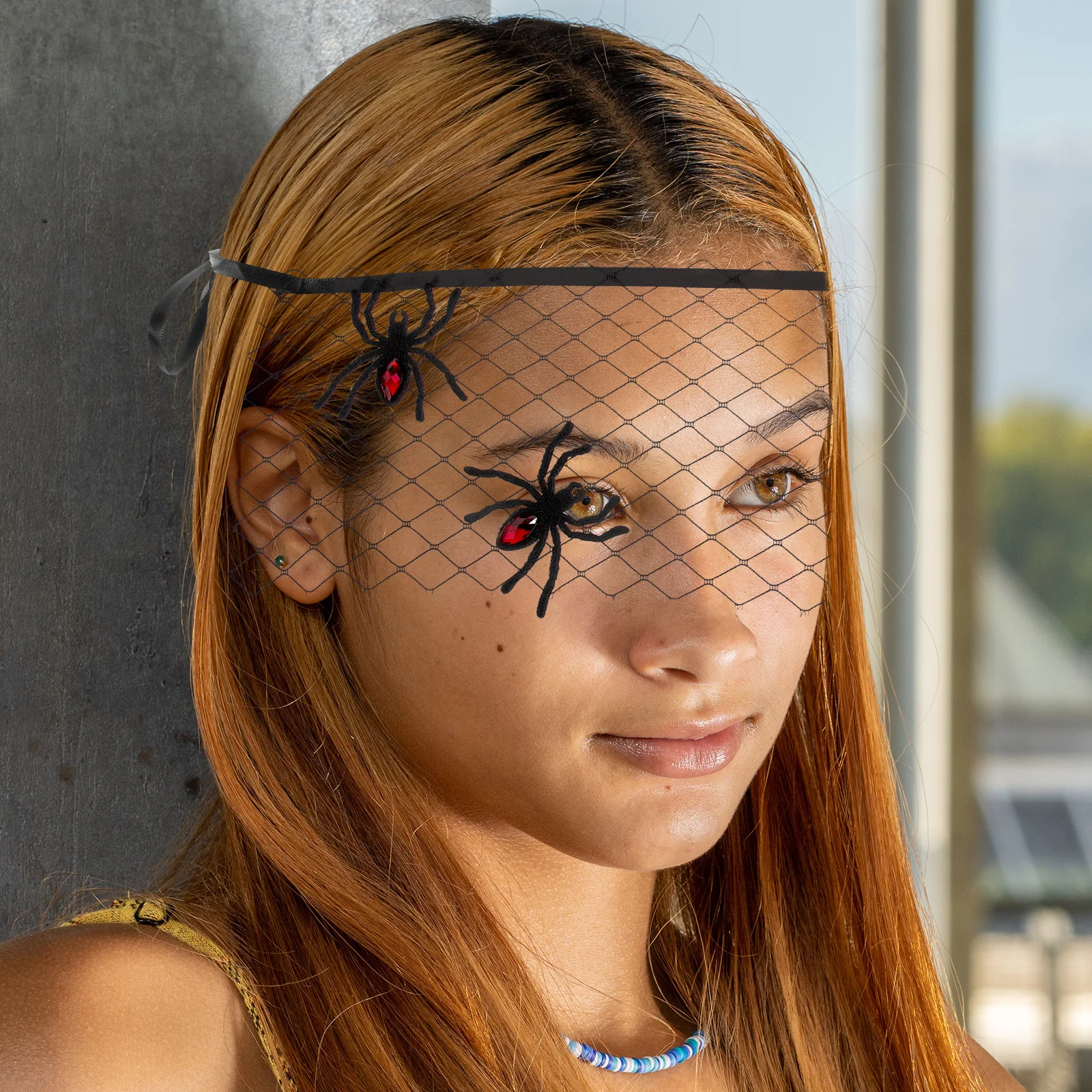 

Spider Princess Mask Black Resin Rhinestone Veil Masquerade Masks Women Halloween Eye Mask Party Half Face Cover Cosplay