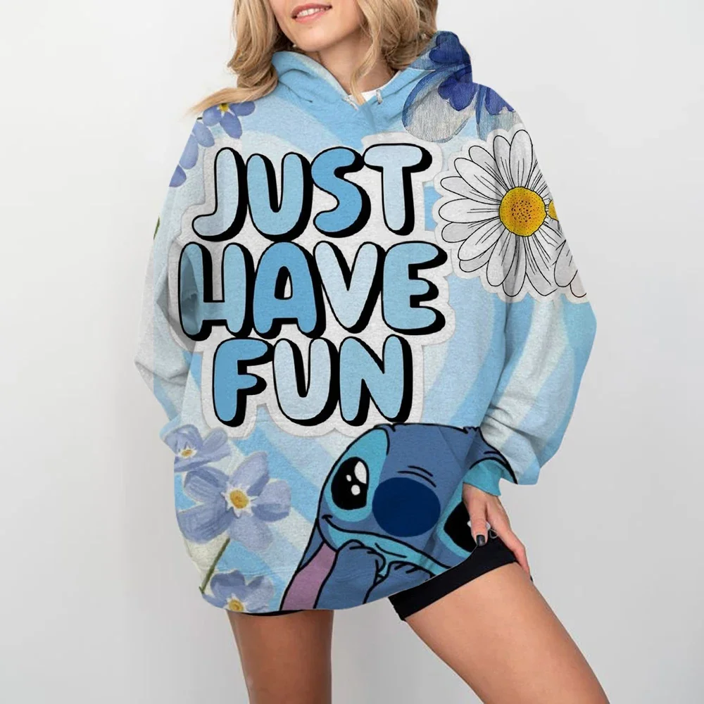 الخريف الشتاء ديزني غرزة طباعة الكرتون مقنعين سترة أزياء الملابس هوديي تصميم الشعور فضفاضة ومريحة