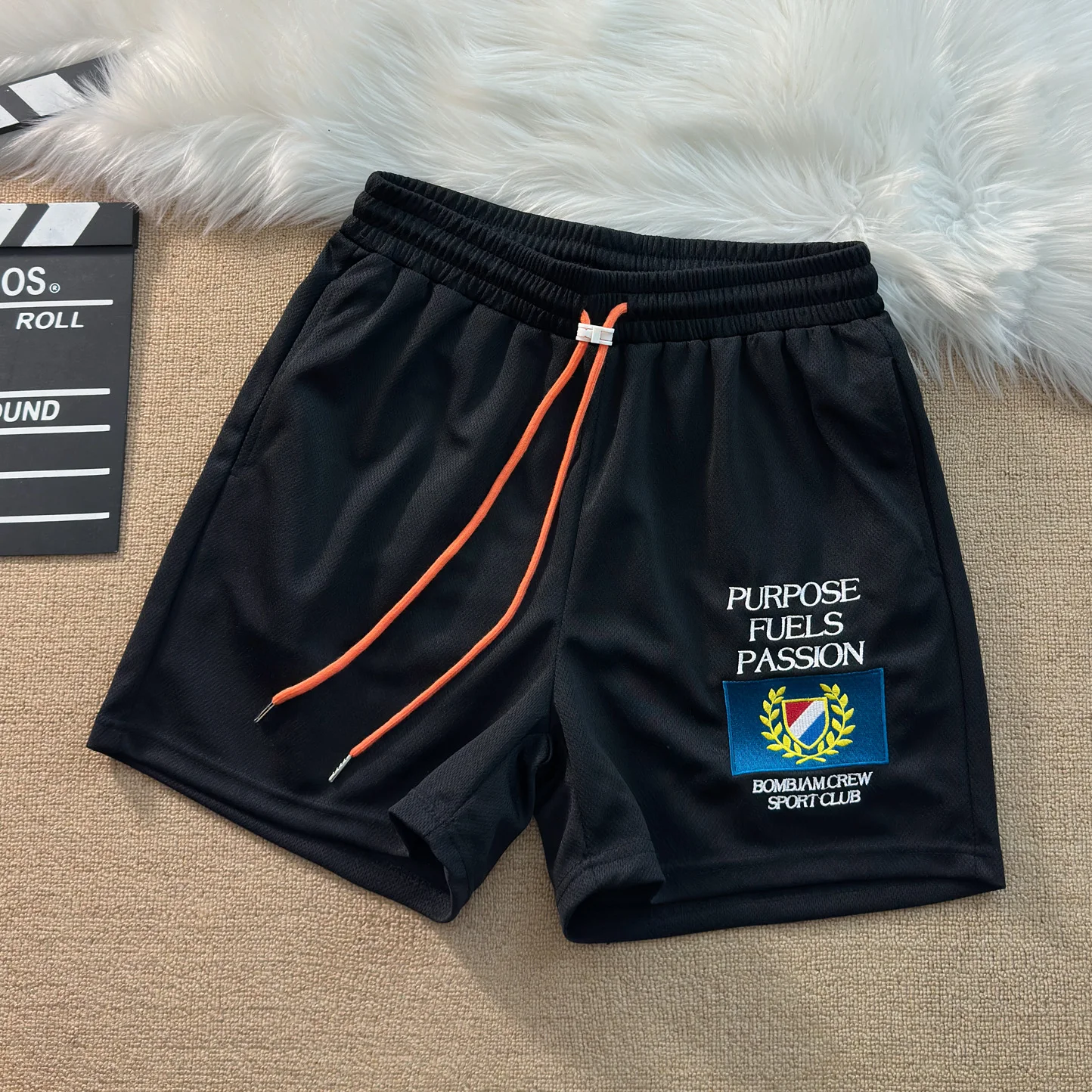 

Qui-Dry Breathable Casual orts Men's Loose Faion Baskeall Embroidery Fitn Sports orts Polyester Fiber