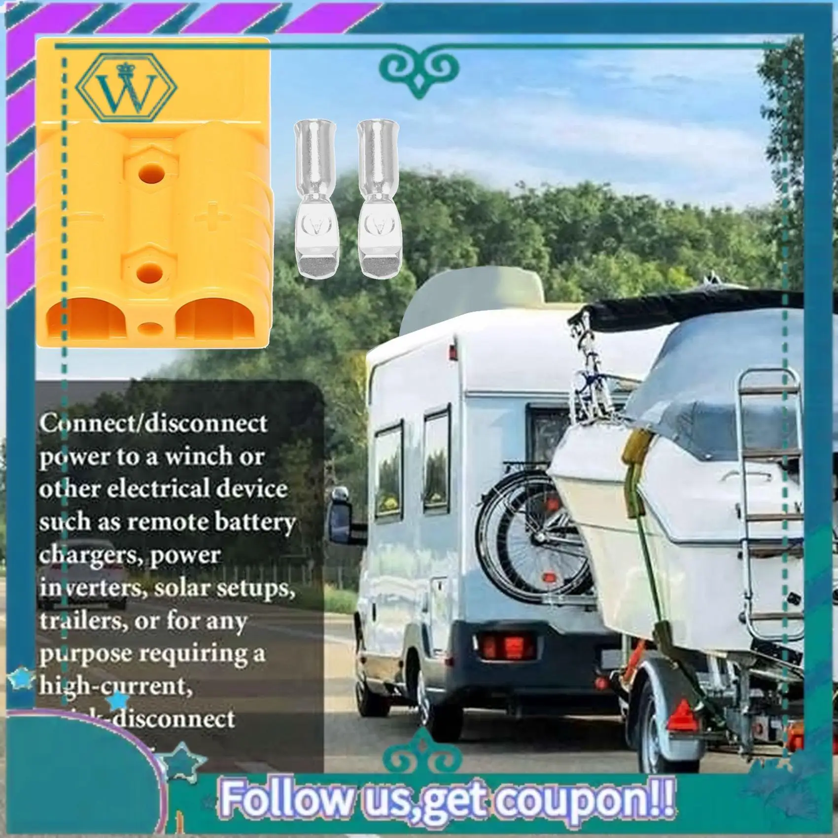 

AA92-для разъемов типа Anderson 50A 600V 6-12AWG AC/DC электроинструмент для вилок с твердыми клеммами с покрытием 6AWG