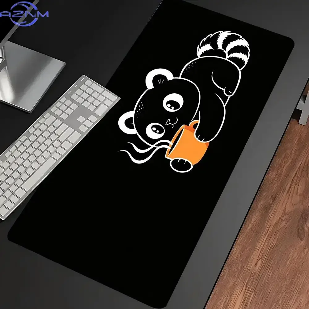 Cute Line Art Cat Hold Coffee Cup Large Gaming Mouse Pad Non Slip Rubber Desk Mat for PC Laptop Office Home Gaming Setup