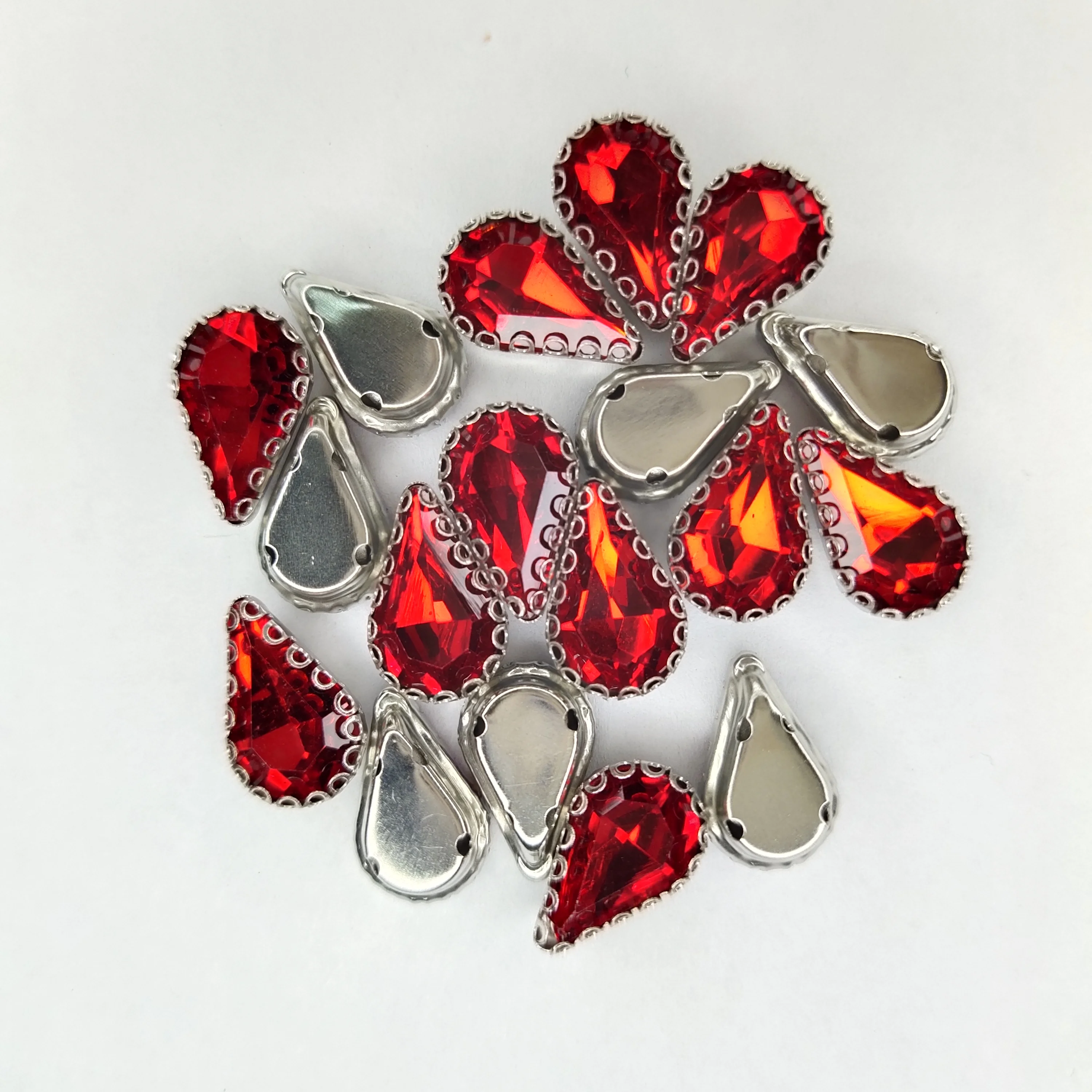 

Teardrop 8*13mm Sew On Rhinestones With Hollow Claw Crystal Pear Sew On Claw Rhinestones For Wedding Dress