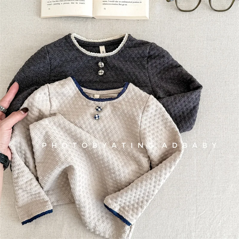 2025 Autumn Children's Clothing Korean Version Autumn Long-sleeved T-shirt Sweater Girls Autumn Top Bottoming Shirt