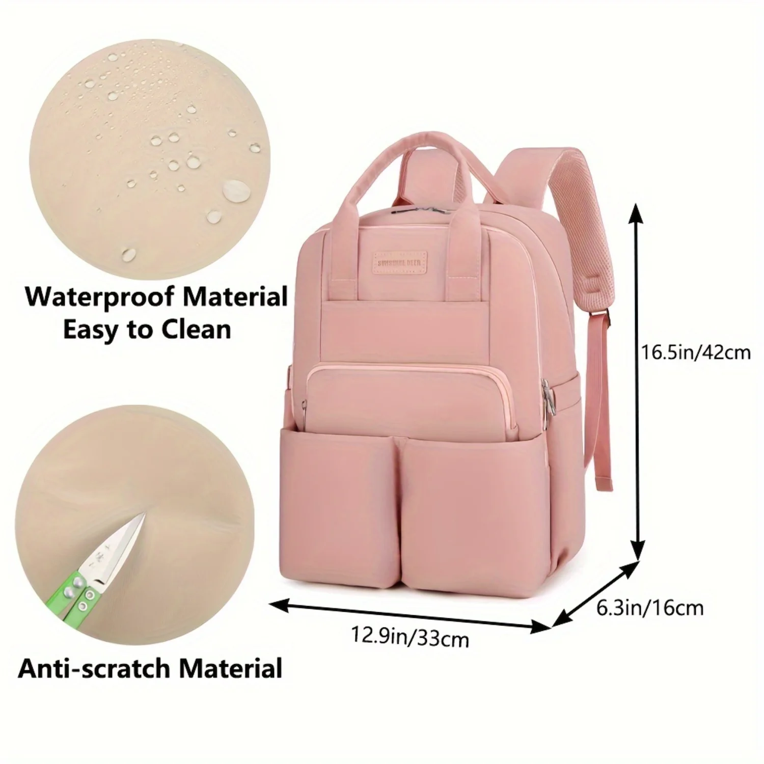 

Stylish Plain Color Diaper Bag Backpack - Ultra-Practical Waterproof Mommy Organizer - Spacious Travel Companion for Festive Occ