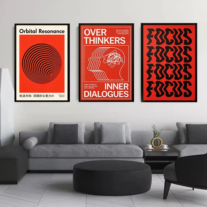 Vintage Typography Overthinkers Focus Poster Abstract Spiritual Quote Canvas Painting Trendy Wall Art for Office Room Home Decor