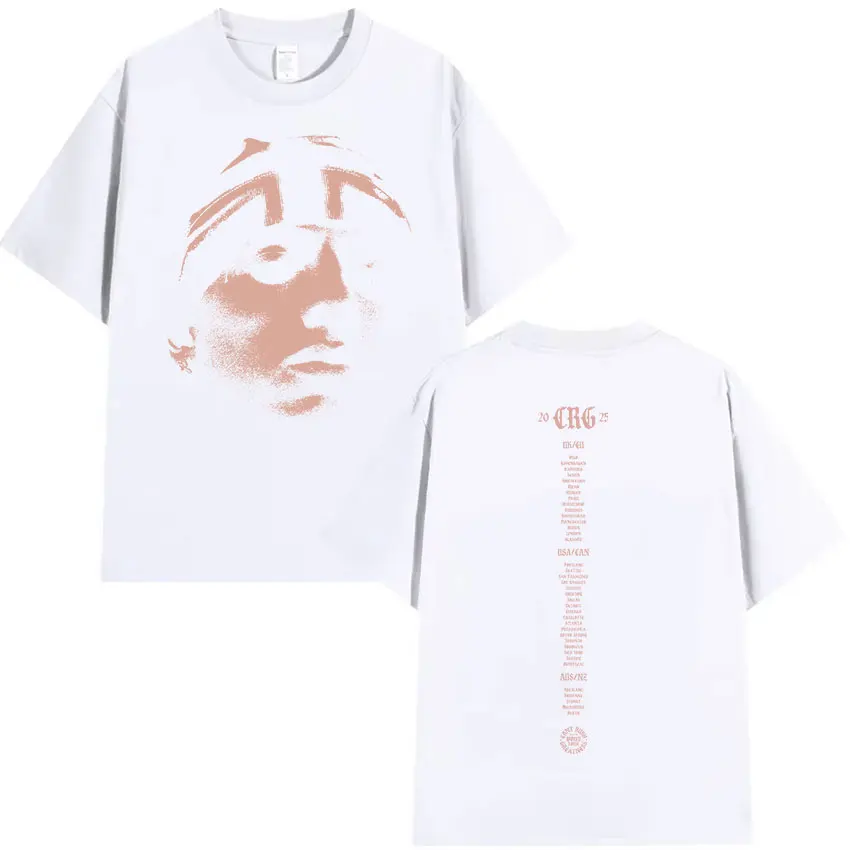 Rapper T-shirt Central Cee Can'T RUSH GREATNESS Tour Album Merch Men's Wear 2026 Summer Pure Cotton 100% Printed T-shirt