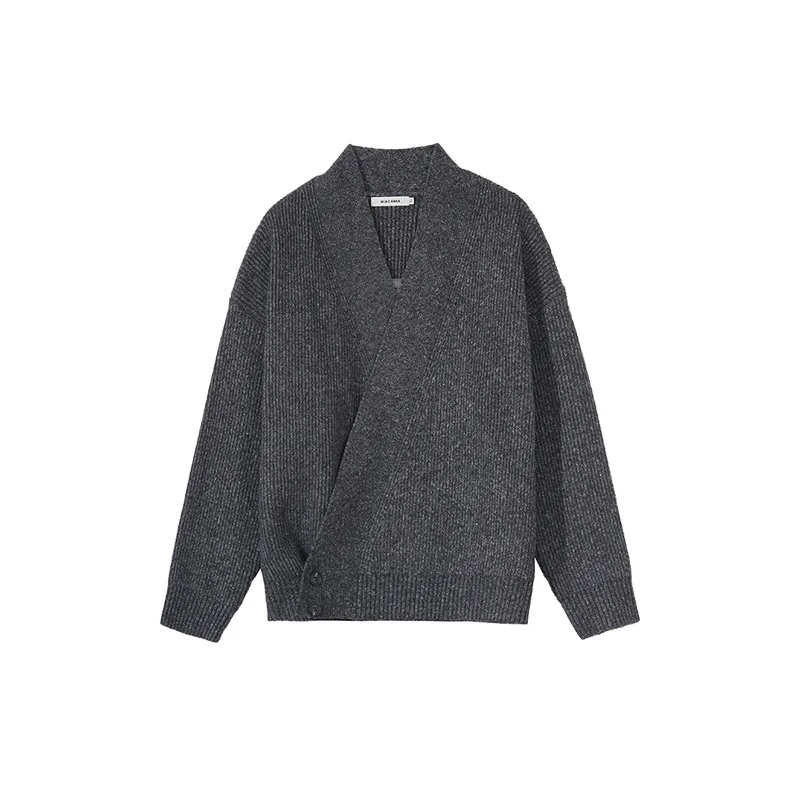 2024 아메리칸 스타일 루즈핏 남성 니트 스웨터 V넥 가디건 캐주얼 만능 레이지 패션 가을 아우터