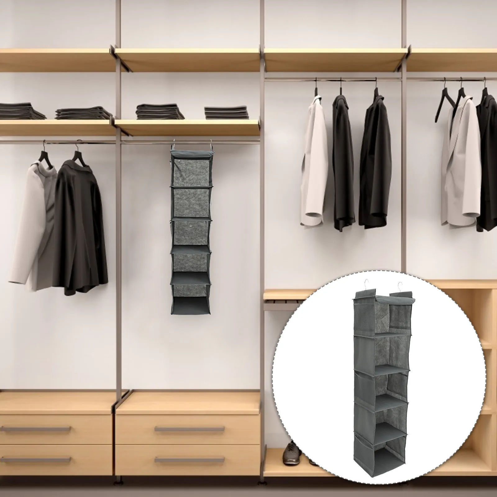 

Многослойный подвесной органайзер для шкафа, складная сумка для хранения одежды, экономящая место, с гладкой поверхностью, не царапающая ткань, для гардероба