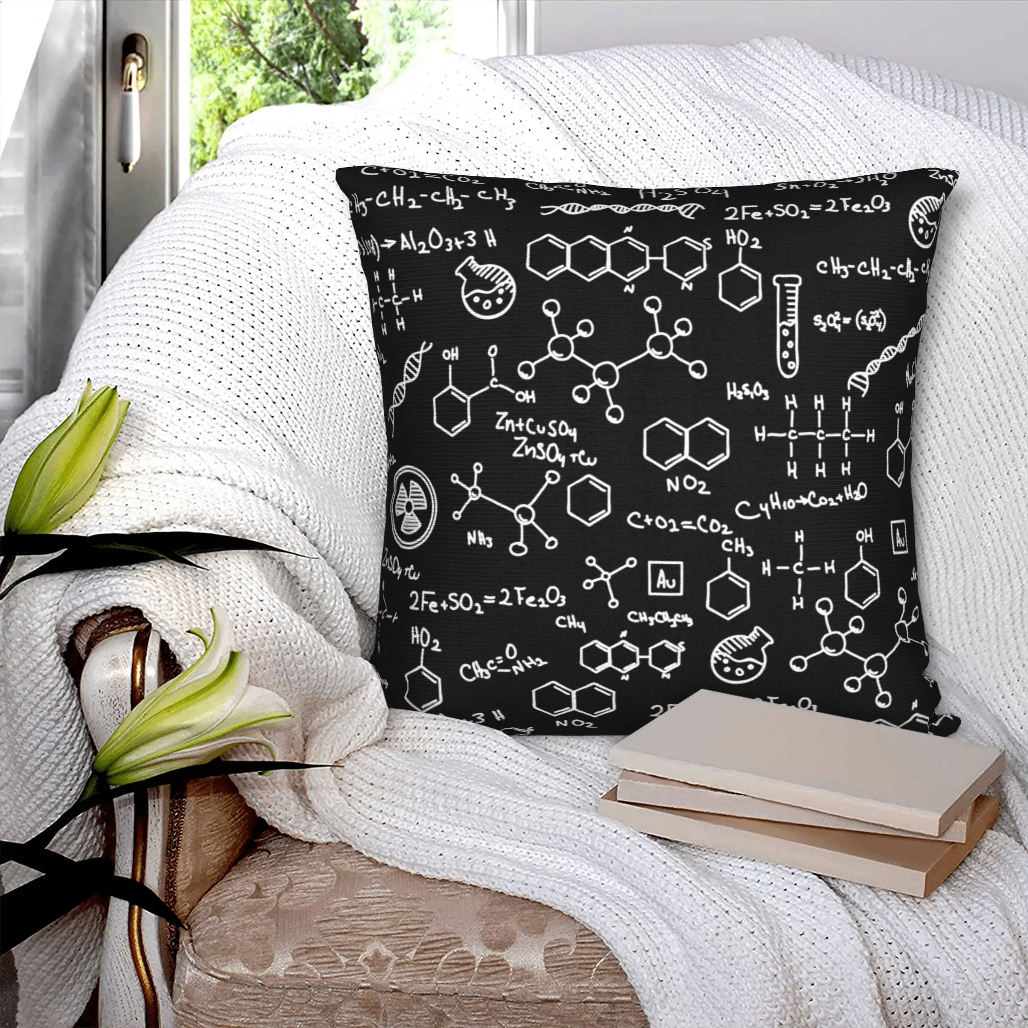 Science Chemistry Pattern Modern Throw Pillow Cover Decoration Chemical Lab Tech Sofa Cushion