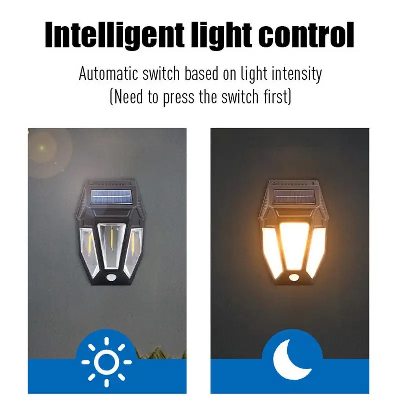 Solar Lights Outdoor Solar Wall Powered Deck Lights with Tungsten Bulbs Garden 3 Modes LED Wall Lamp for Outdoor Yard Landscape