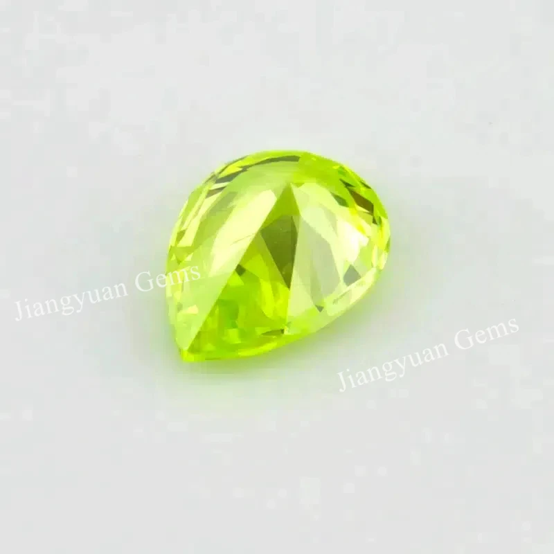 Größe 3x5mm~10x12mm 5A Zirkon Birnenförmiger Apfelgrüner Kubischer Zirkonia Stein Loser CZ Synthetischer Edelstein für Schmuckherstellung – Detail 3