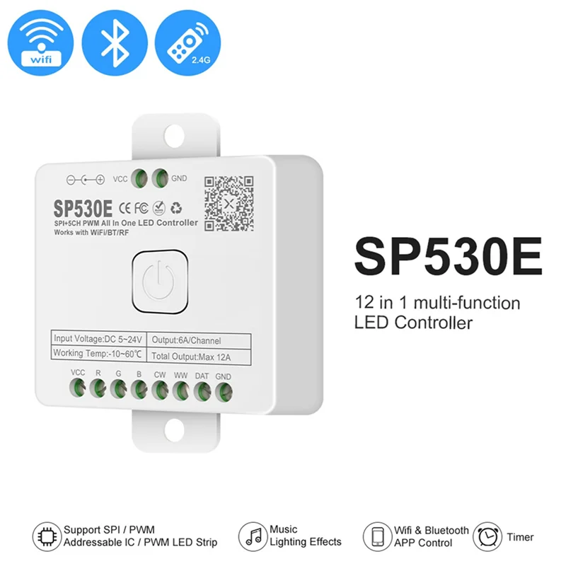 ABMF-3X 12-в-1 светодиодный контроллер Wi-Fi SP530E PWM SPI пиксели диммер для WS2812B WS2811 RGB RGBW светодиодные ленты с голосовым управлением
