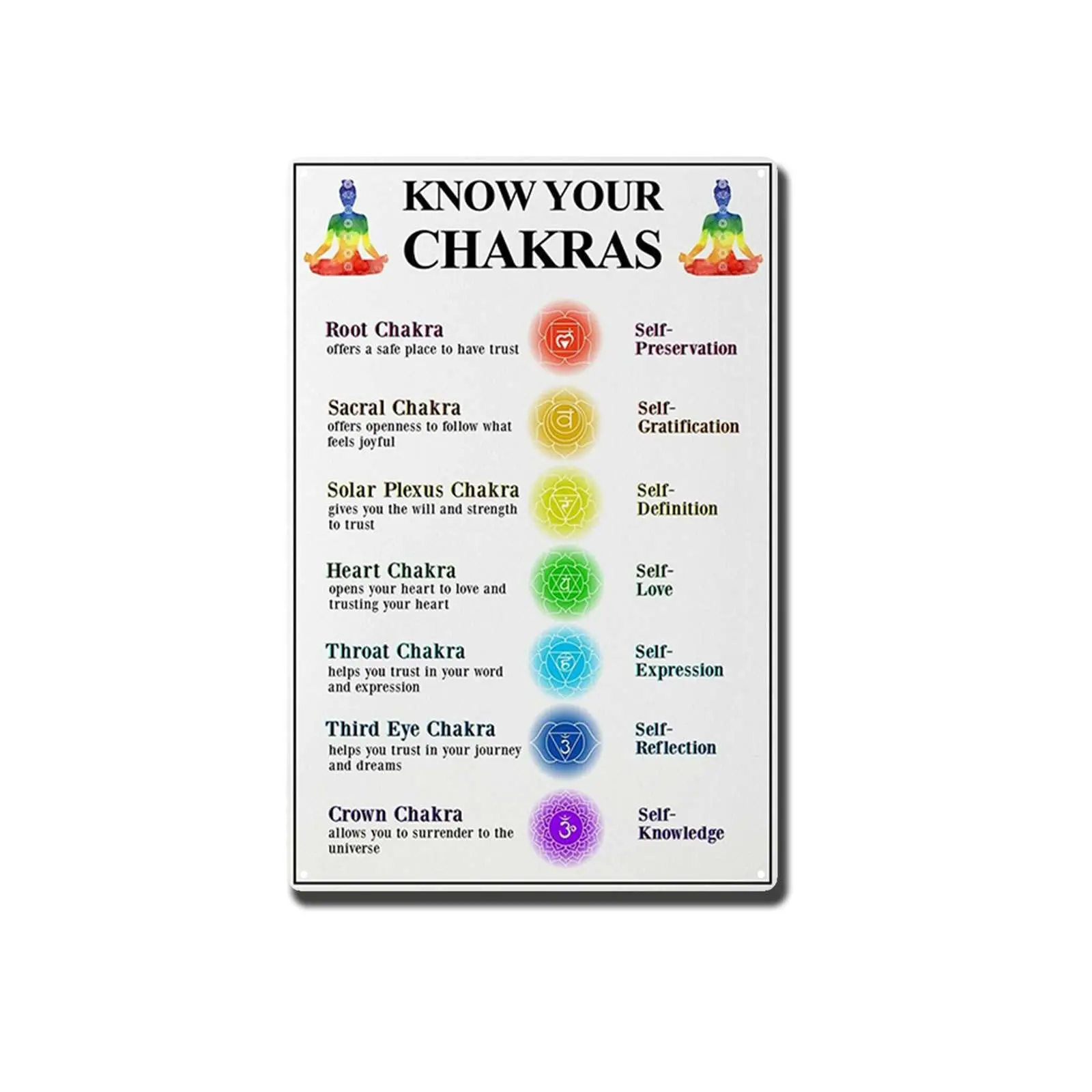 Tin Sign Gemstones and Their Meanings Flyer Poster Chakra Healing 8X12 inch-Tin Painting