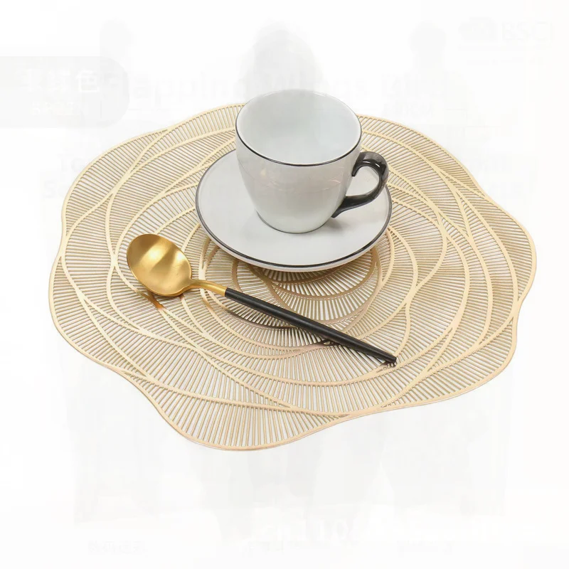 

European-Style High-End Decorative Placemat Coaster Bowl Mat PVC Insulation Table Mat Elegant Gold/Silver Rose round Shape