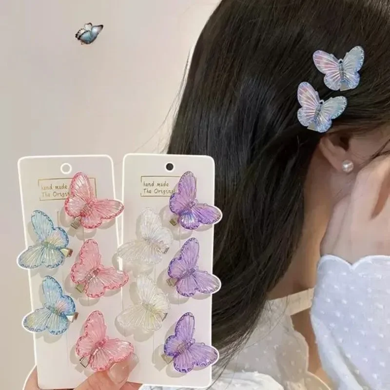 1-5Pcs Acrylic Mini Charms Laser Butterfly Hairpin Female High-end Bangs Clip Headdress Side Clip Hair Clip Jewelry Accessories