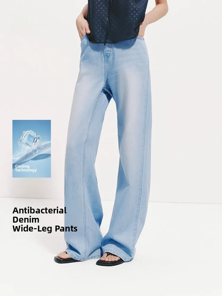 

Semir Women's Summer Long Wide Leg Jeans Cool Sensation Denim Pants Trendy Floor-Length Trousers Casual Loose Fit Cotton