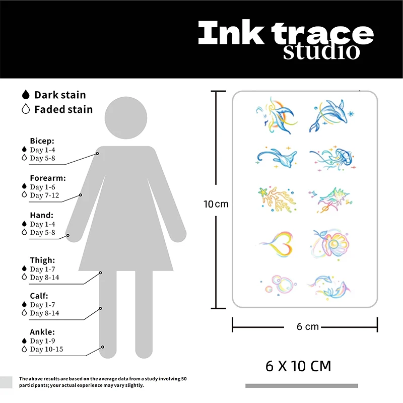 1/2PCS Temporary Tattoo Stickers Waterproof Color Printing Art Hand drawn Whale Painting Temporary Tattoo Party Supplies DIY